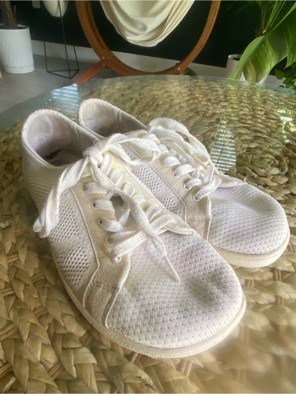 White barefoot sneakers